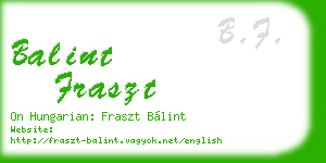 balint fraszt business card